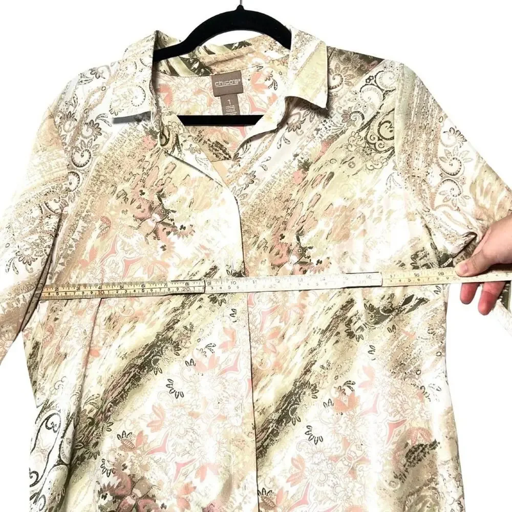 Pink Brown Cream Collared Floral Maxi Dress Beach Cover Up Button Up Wrap Size 1 - Picture 8 of 9